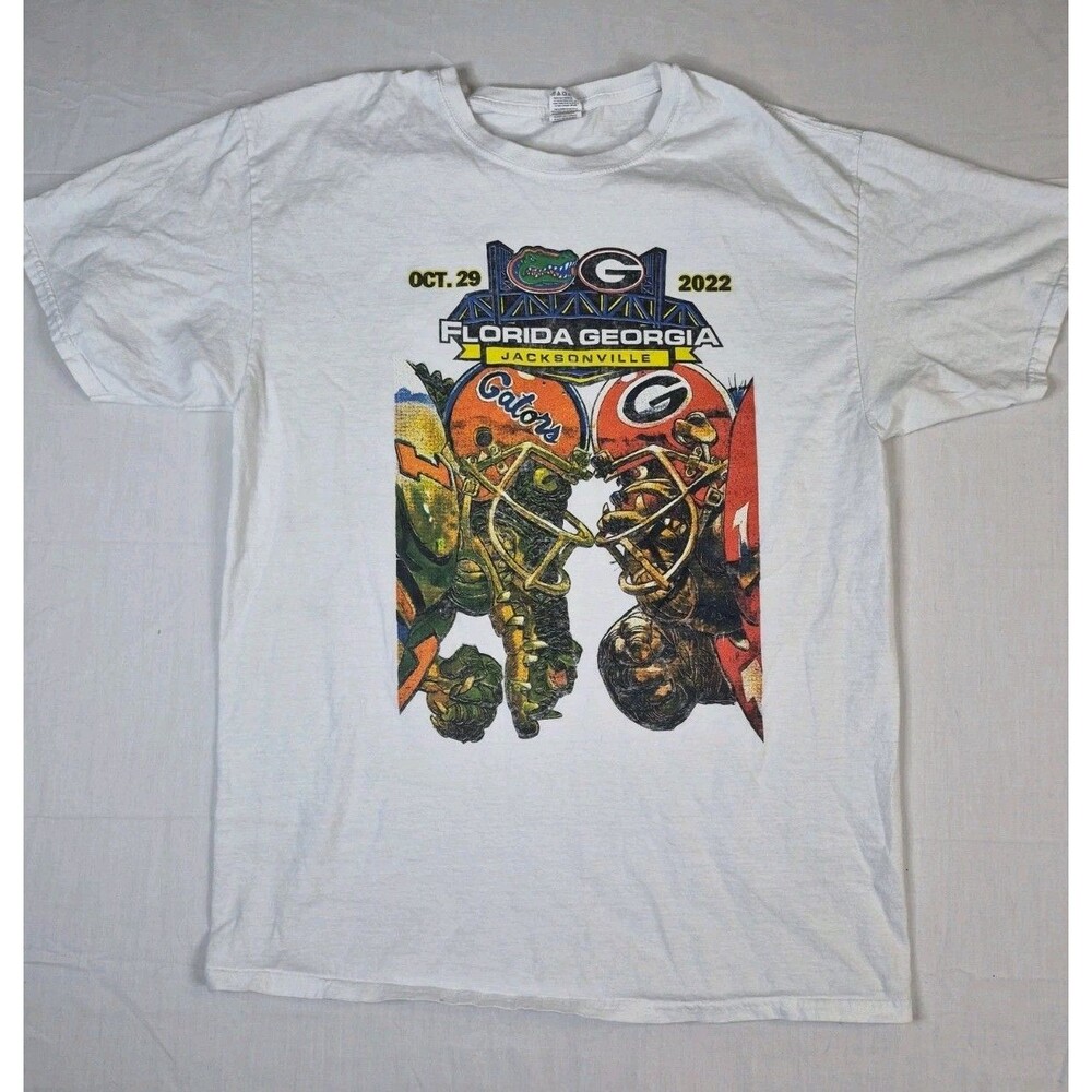 2022 Georgia Vs Florida Football Shirt Mens Size Large White Short Sleeve